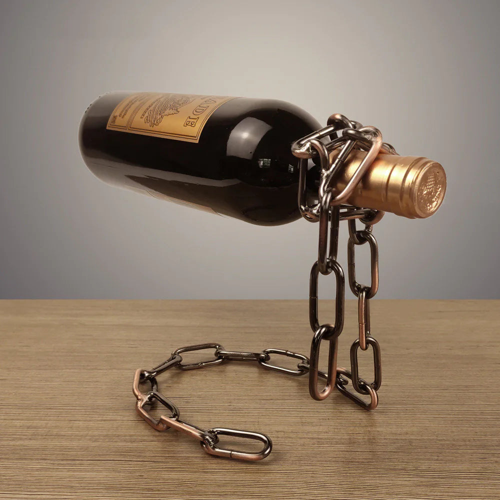 Creative Suspension Iron Chain Wine Bottle Holder (Copper, Gold, Silver)